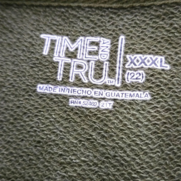 Time & Tru Olive Soft Sweatshirt Hi-Lo Hem Long Sleeve Women Size 22 - Picture 3 of 9